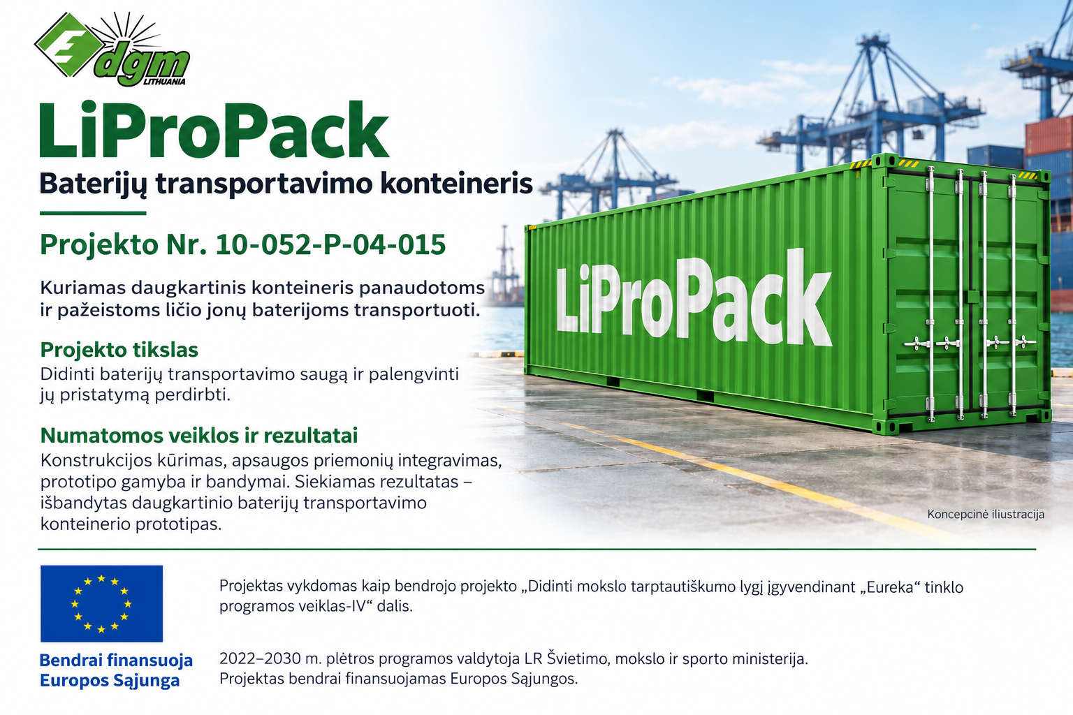 LiProPack baterijų transportavimo konteinerio projektas Nr. 10-052-P-04-015